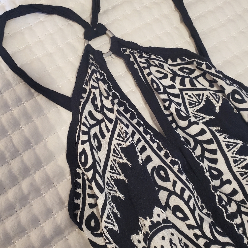 Bohemian Black and White High Low Dress